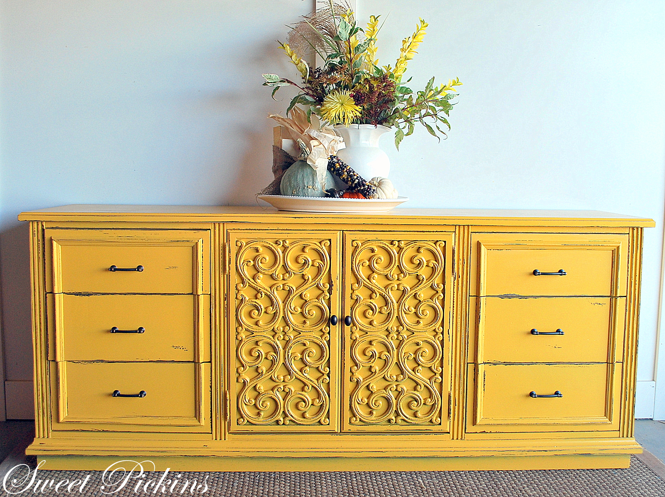 Before After Fun Yellow Dresser Milkpaint